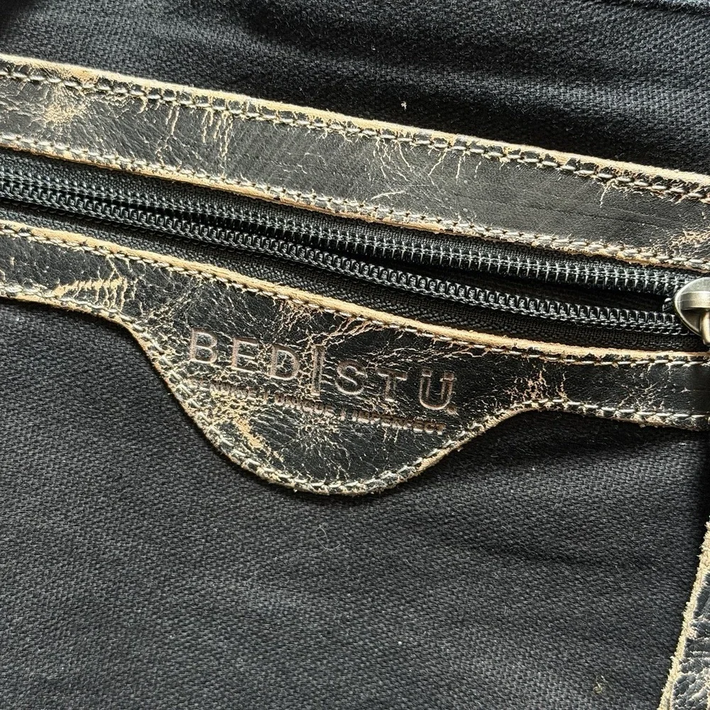 Bed Stu Handbag Black Lux Rustic Rockaway Leather Satchel Purse Tote Bag 18x12x6 - Picture 15 of 16